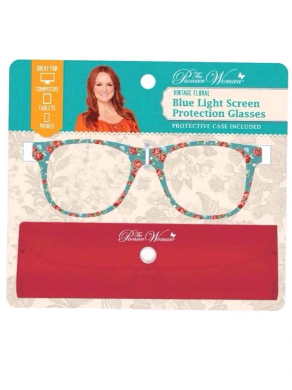The Pioneer Woman Blue Light Screen Protection Glasses with Case (NWT)
